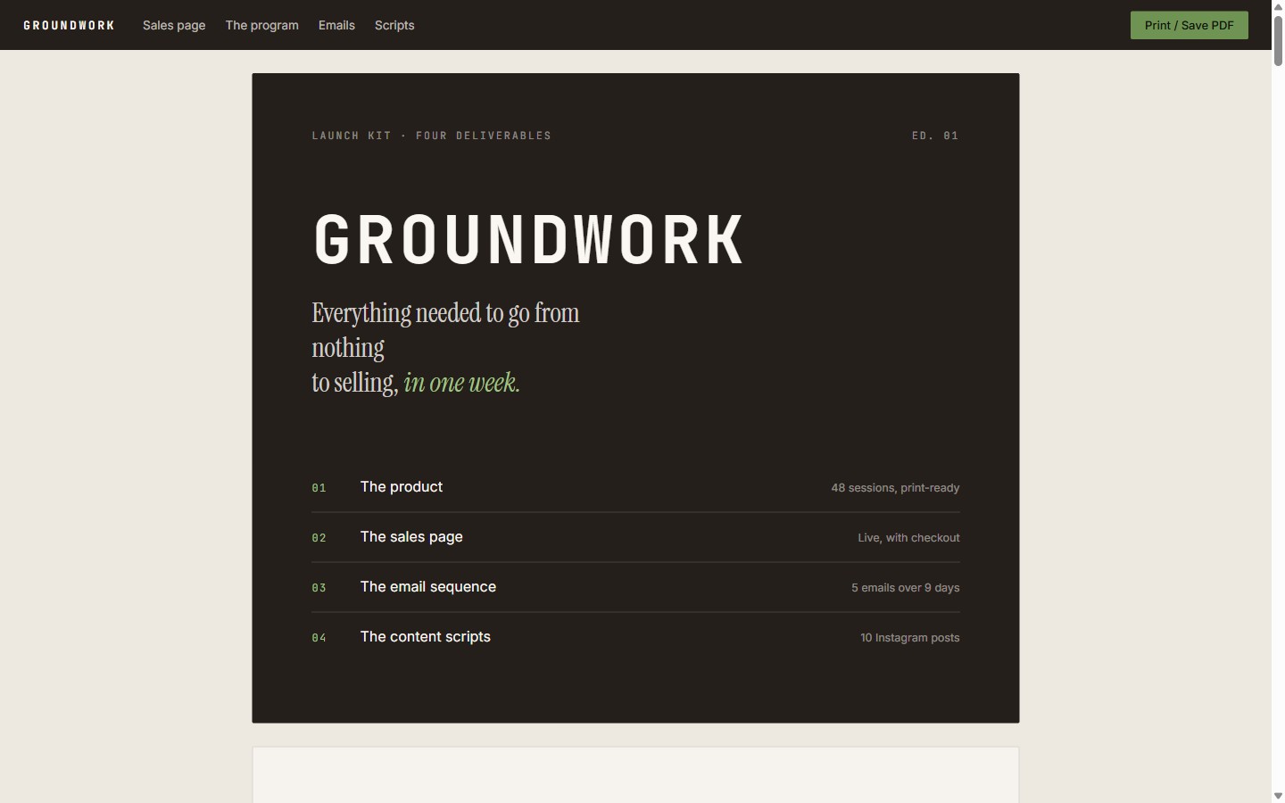 The GROUNDWORK launch kit