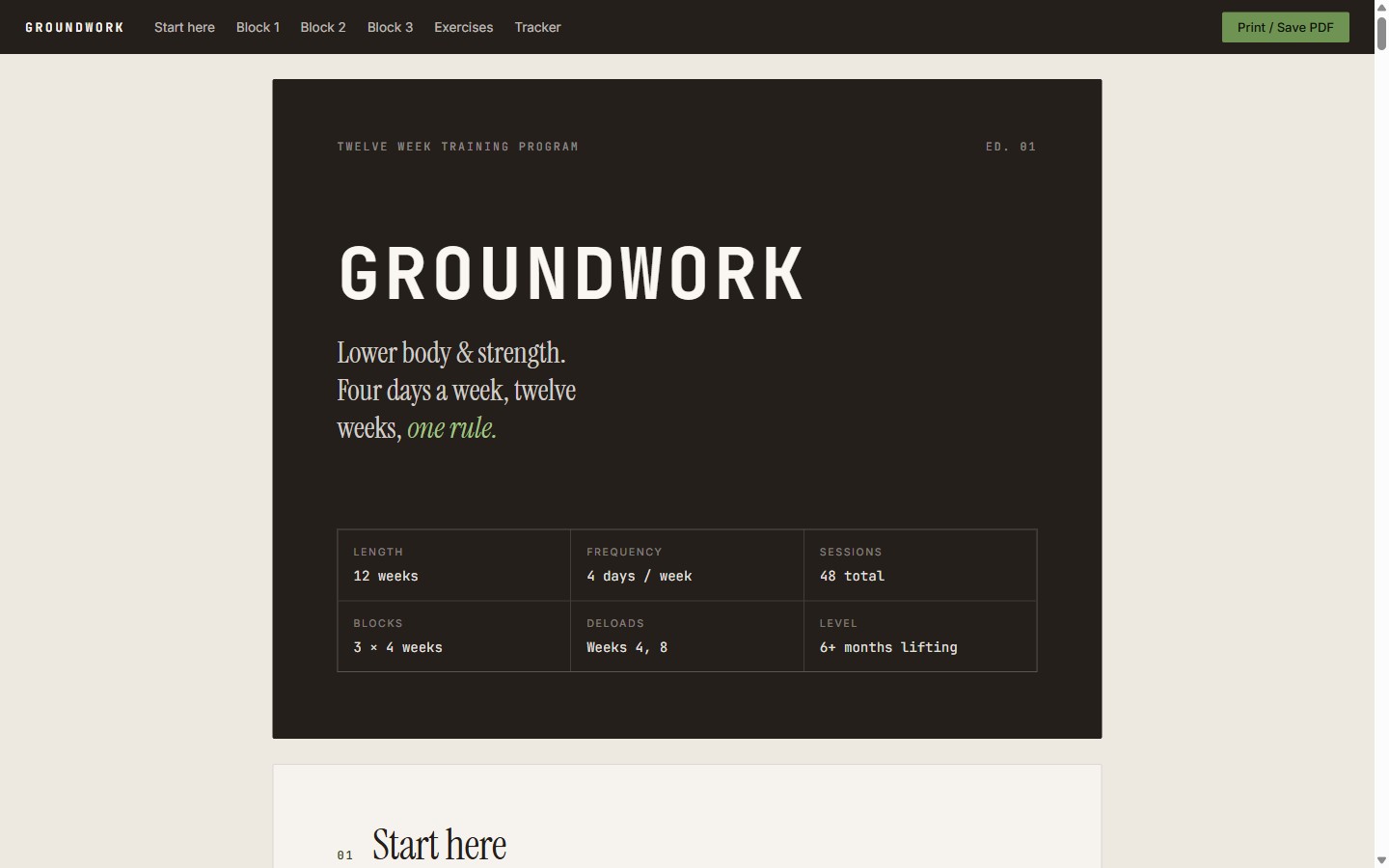 The GROUNDWORK program document
