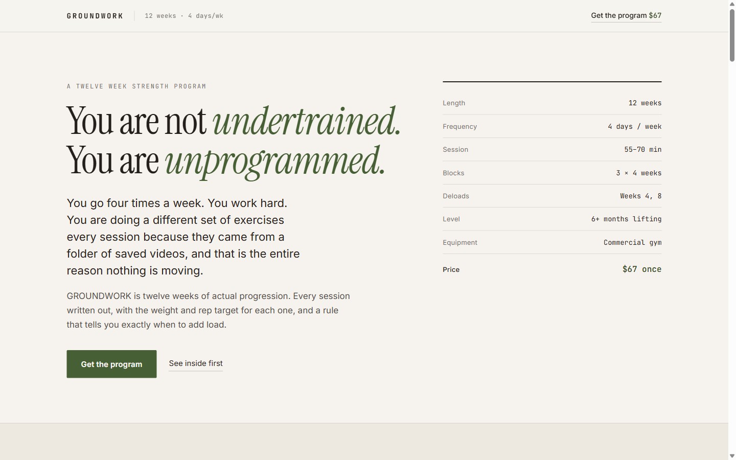 The GROUNDWORK sales page
